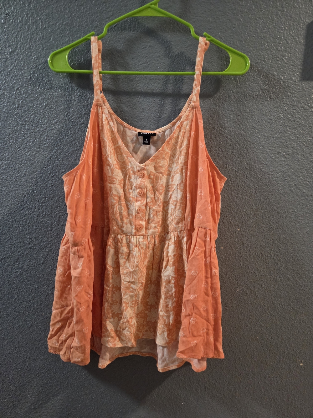 torrid Coral Pink Printed Spaghetti Strap Peplum Tank